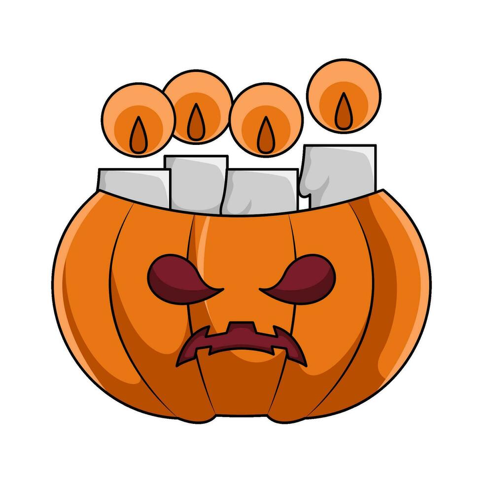 calabaza Víspera de Todos los Santos con vela ilustracion vector