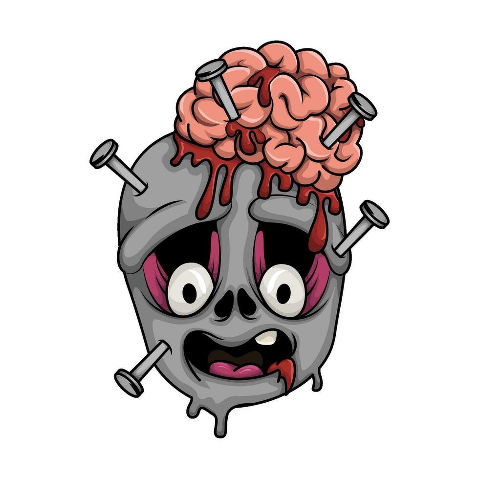 zombi con cerebro Víspera de Todos los Santos ilustración vector