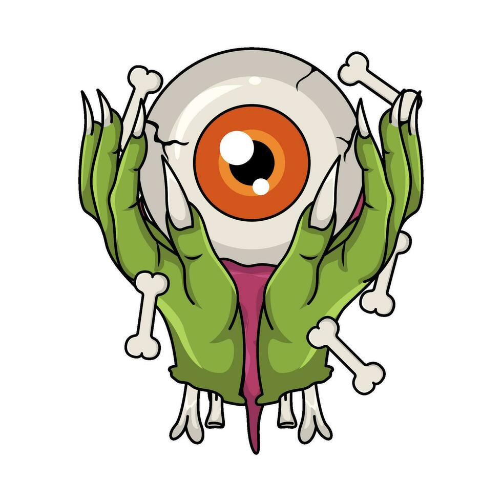 zombie eye in hand bone  illustration vector