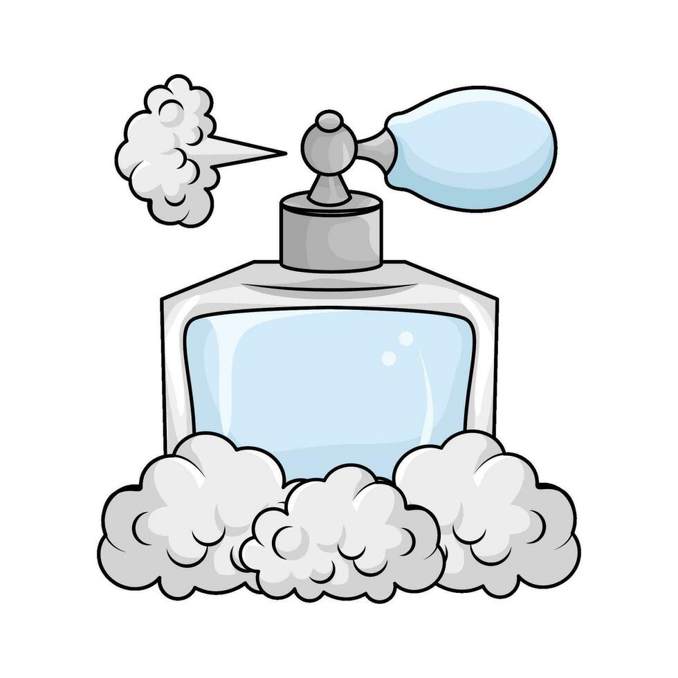 parfume  bottle  spray with smoke illustration vector