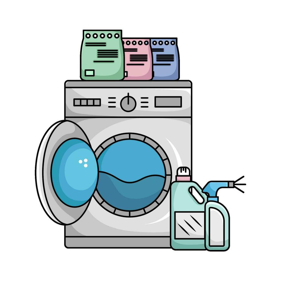 washing machine with detergent  illustration vector