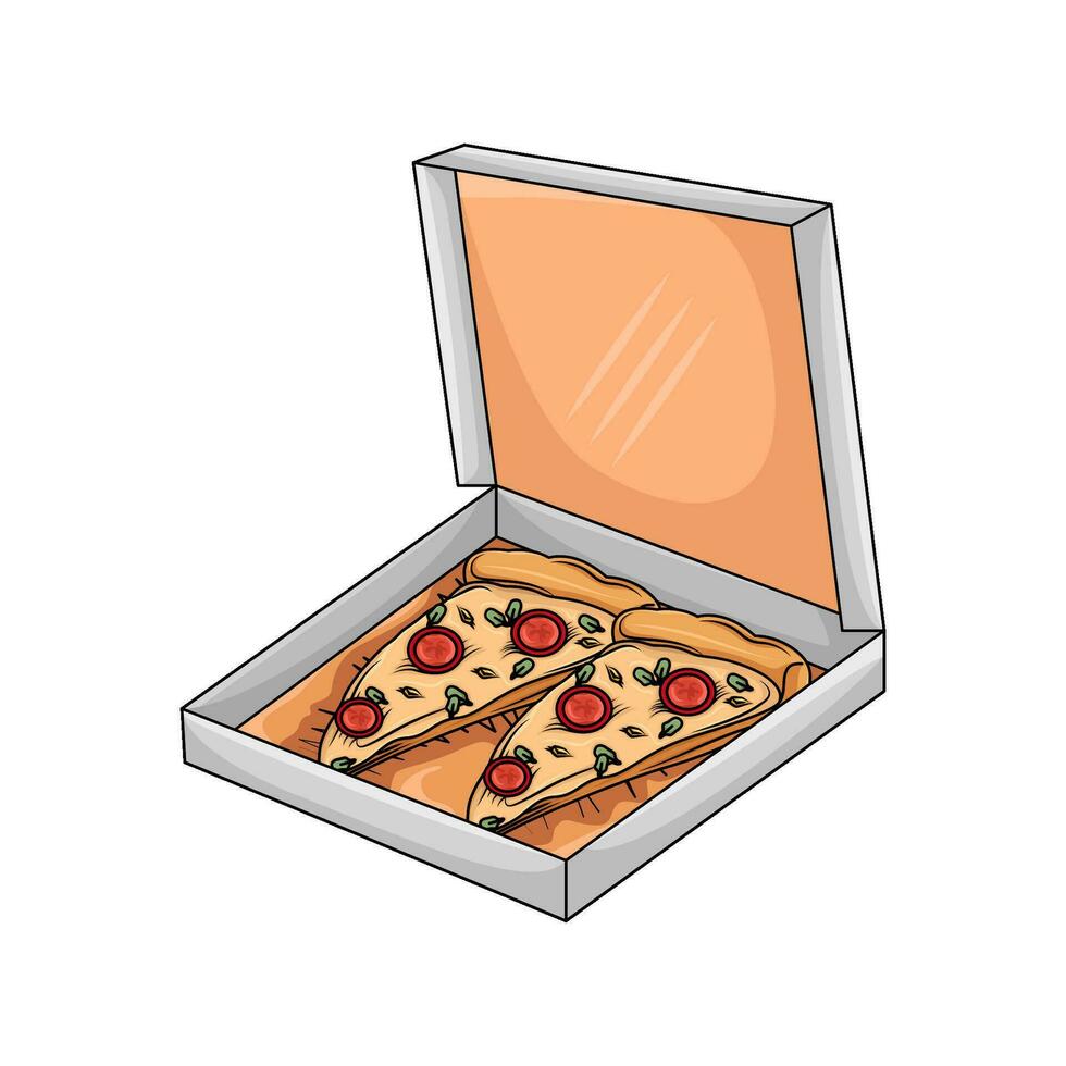 Pizza pepperoni en caja ilustración vector