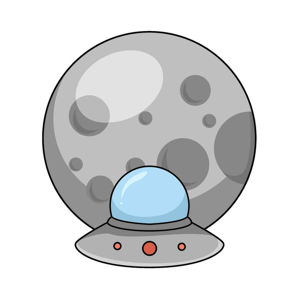 ufo with planet illustration vector