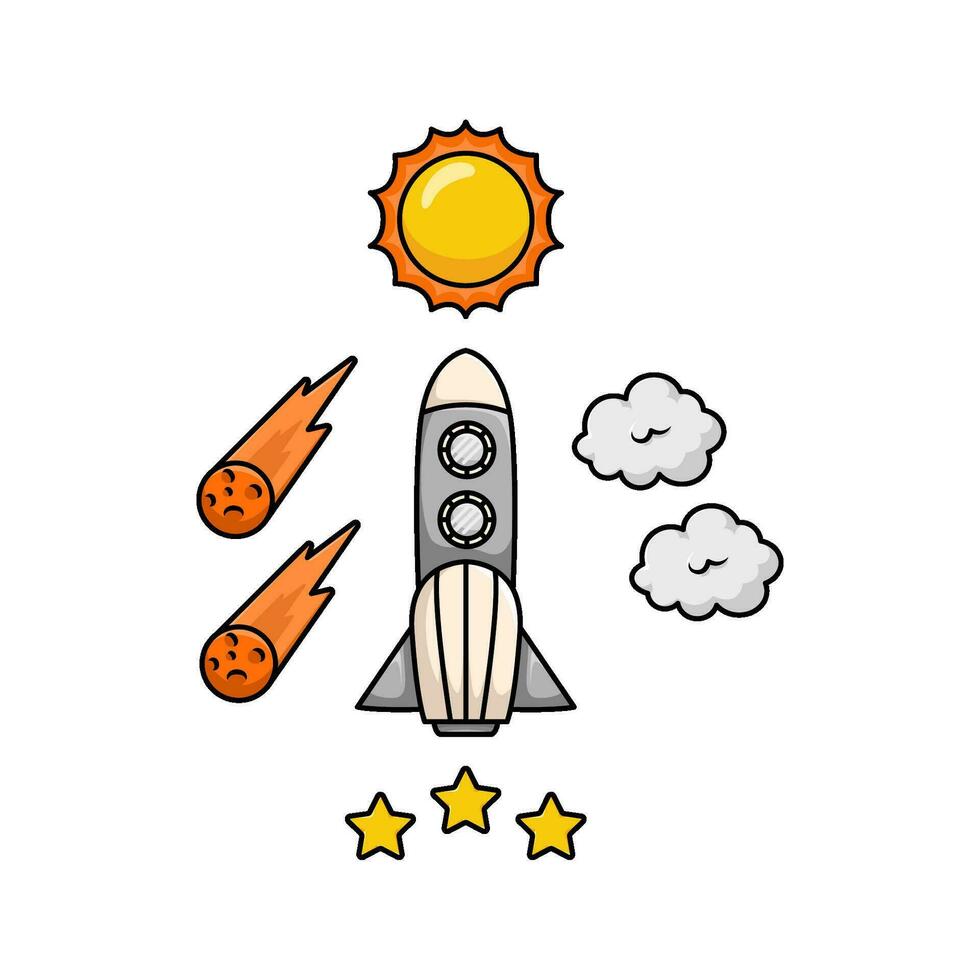 rocket in space illustration vector