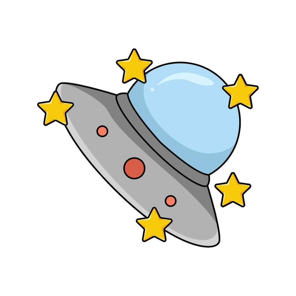 ufo with star illustration vector