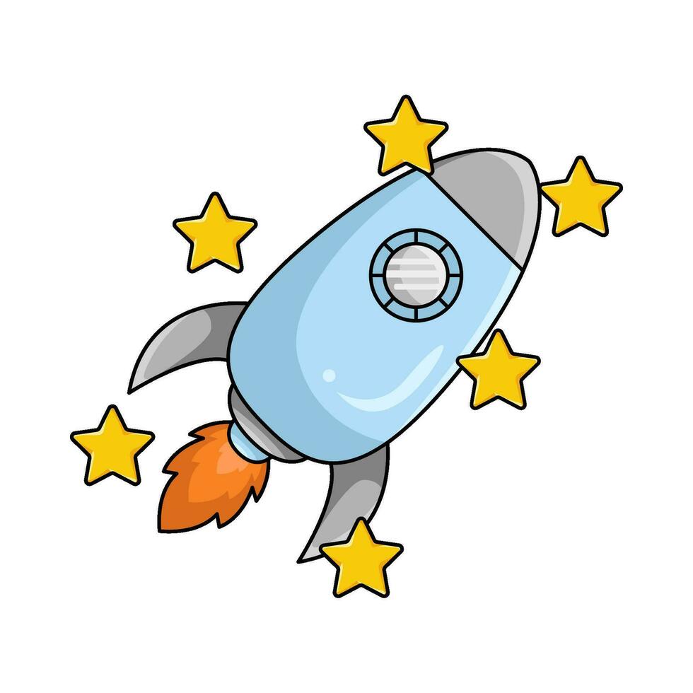 rocket with star illustration vector