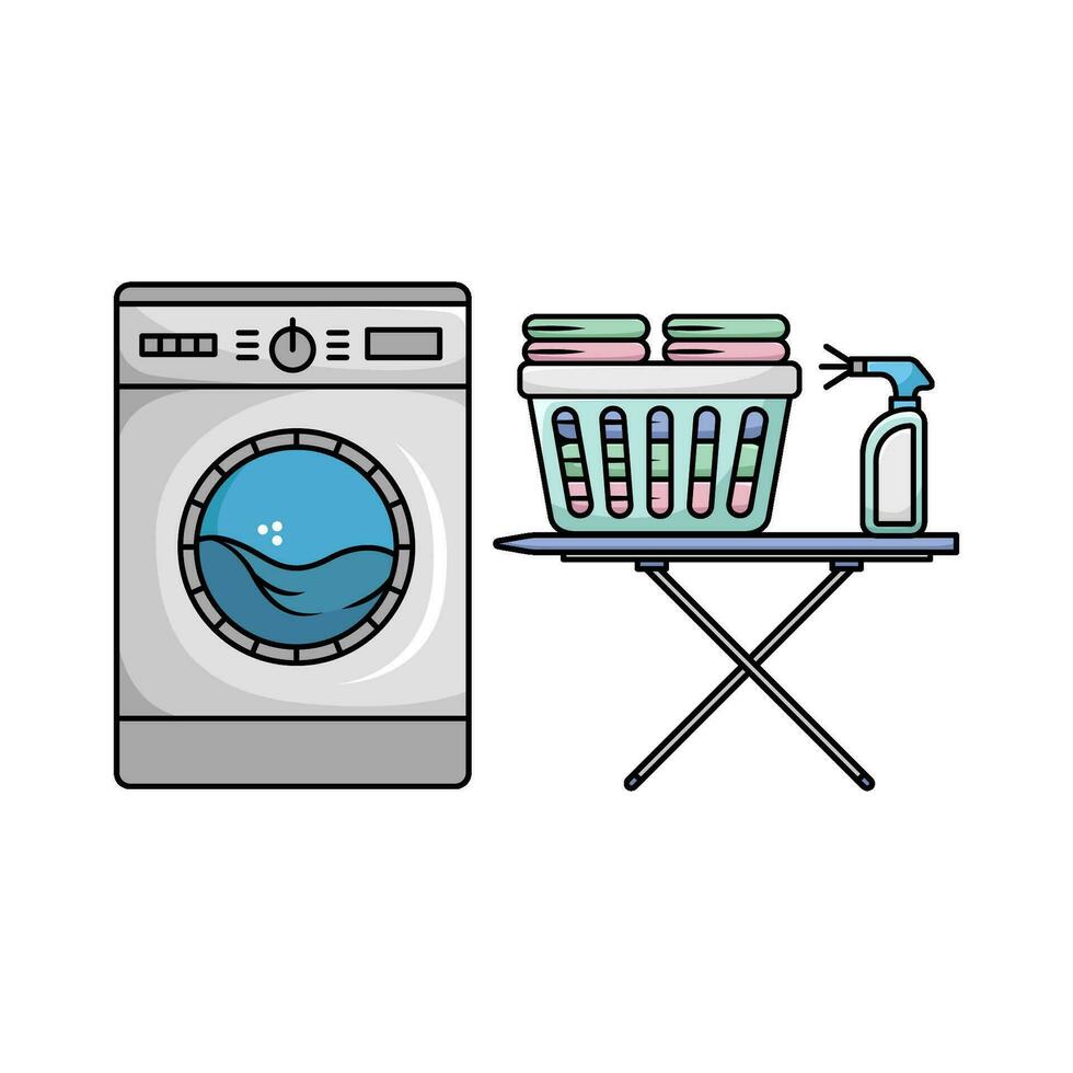 washing machine with laundry illustration vector