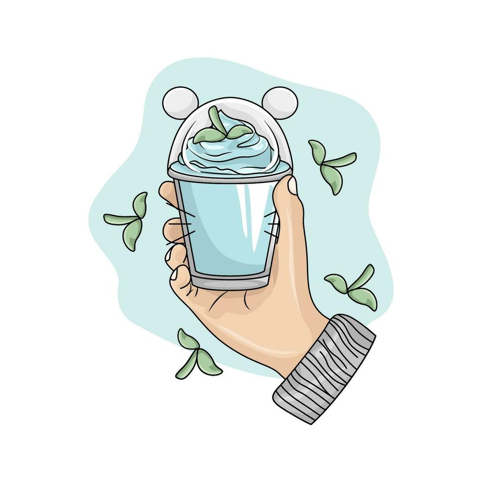 hielo crema azul menta ilustración vector