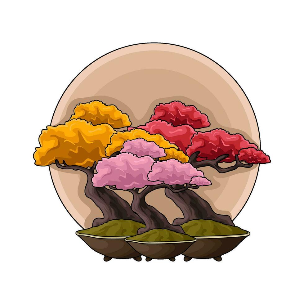 bonsai flower illustartion vector