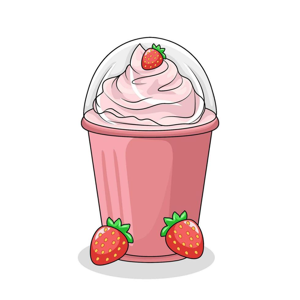 hielo crema fresa ilustración vector