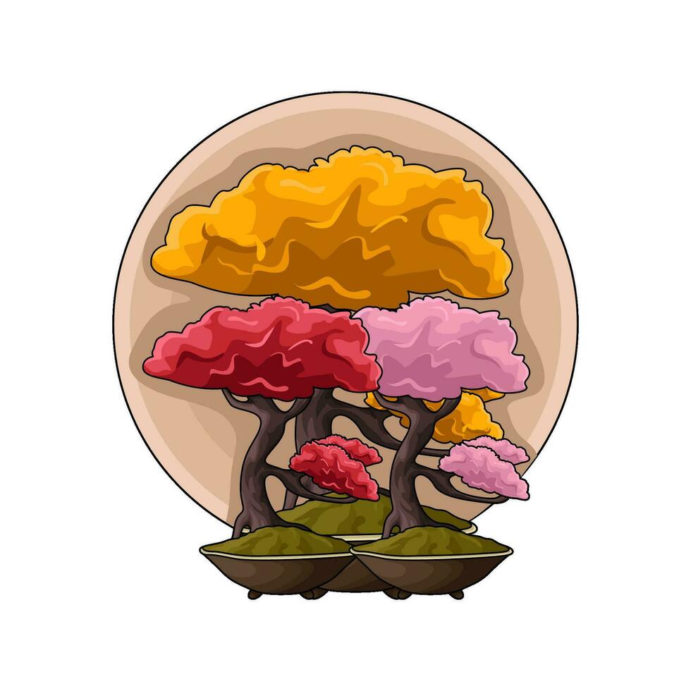 bonsai flower illustartion vector