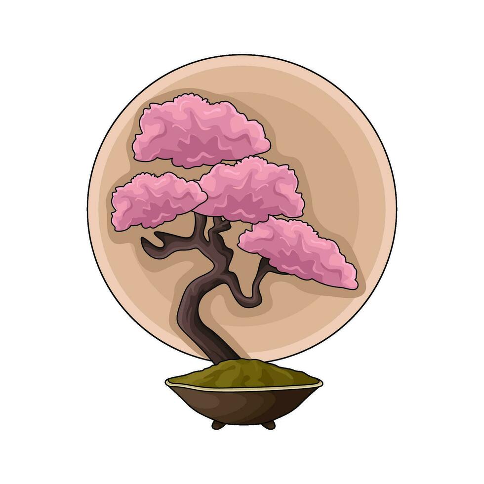 bonsai flower illustartion vector