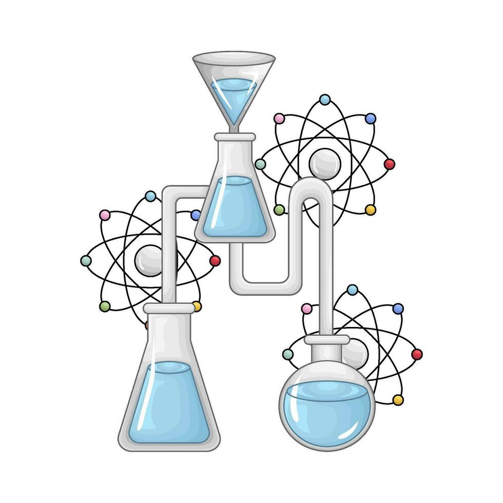 laboratory potion bottle with atom illustration vector