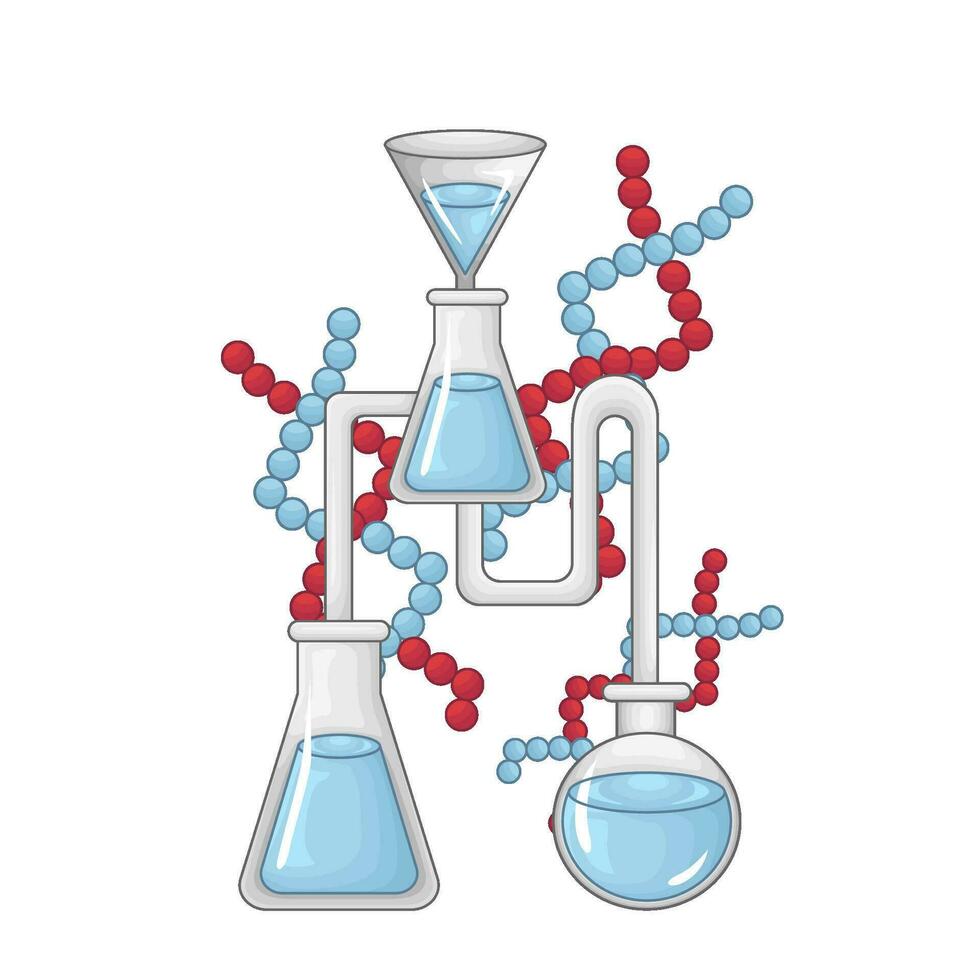 laboratory potion  bottle with molecule illustration vector