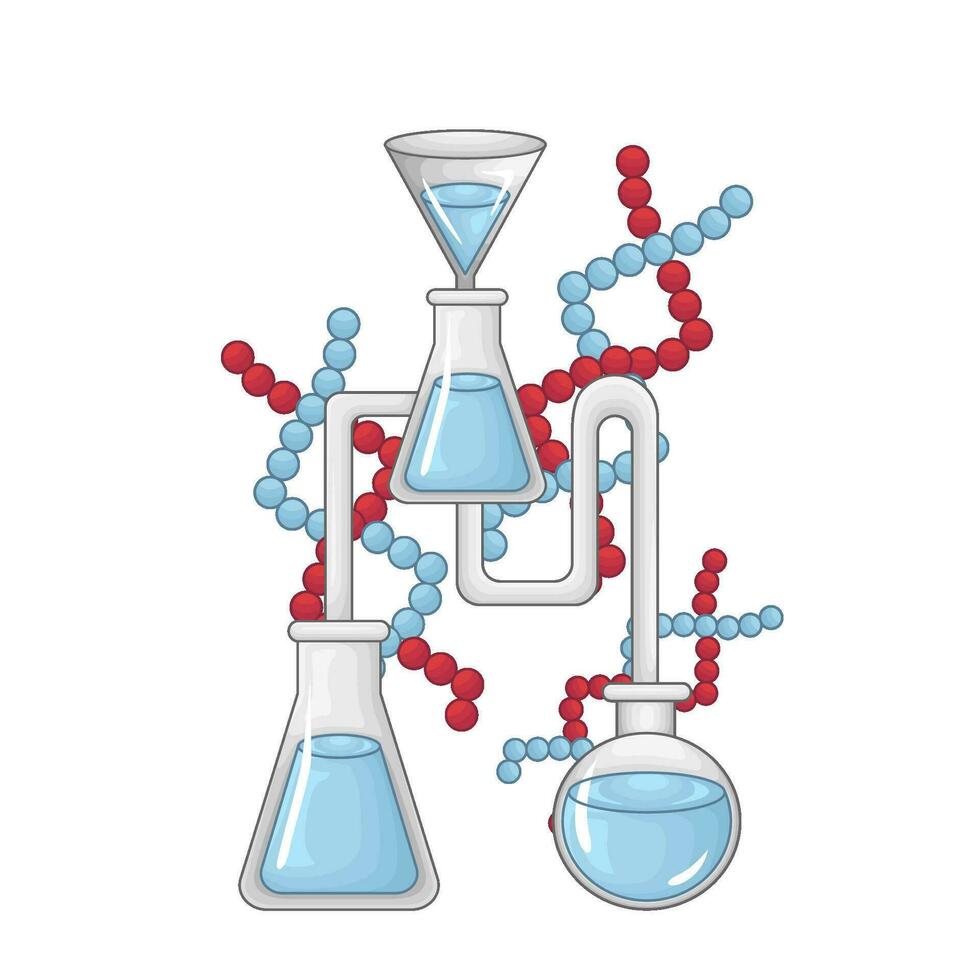 laboratorio poción botella con molécula ilustración vector