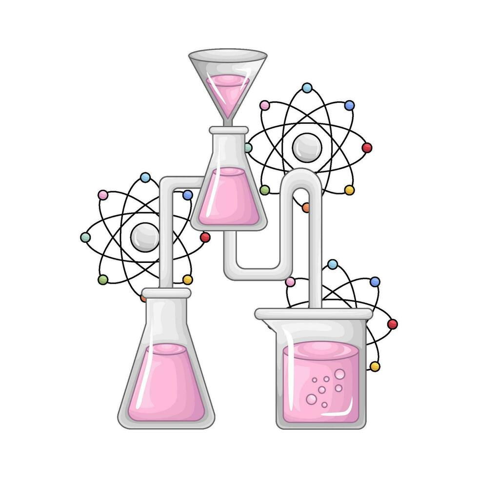 laboratory potion bottle with atom illustration vector