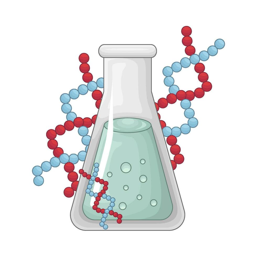 laboratory potion  bottle with molecule illustration vector