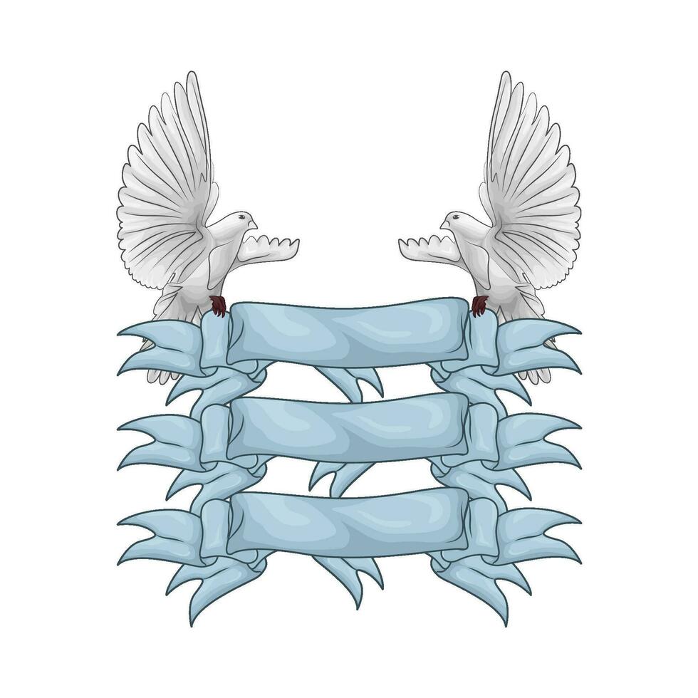 blue ribbon  decoration with bird illustration vector