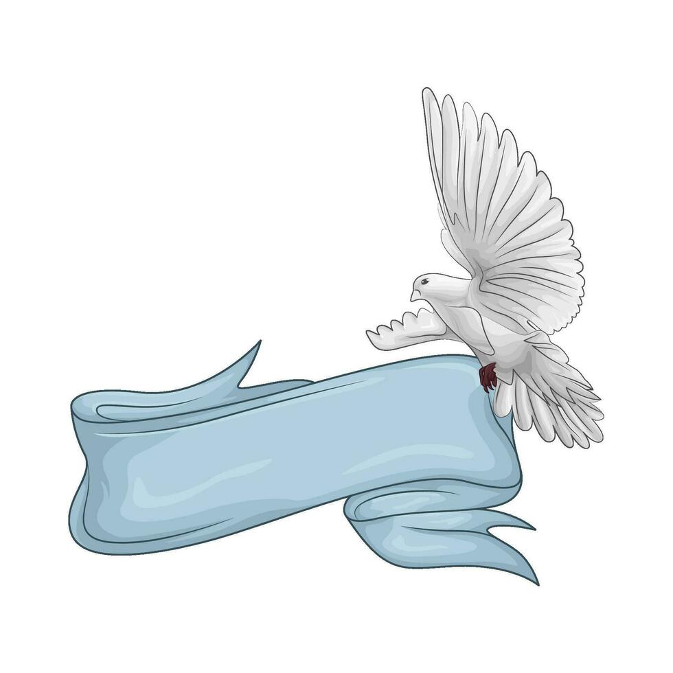 blue ribbon  decoration with bird illustration vector