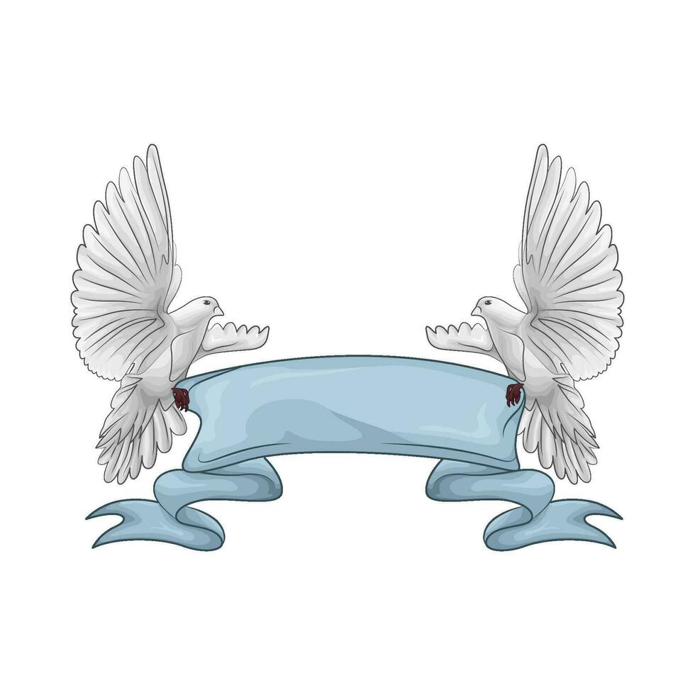 blue ribbon  decoration with bird illustration vector