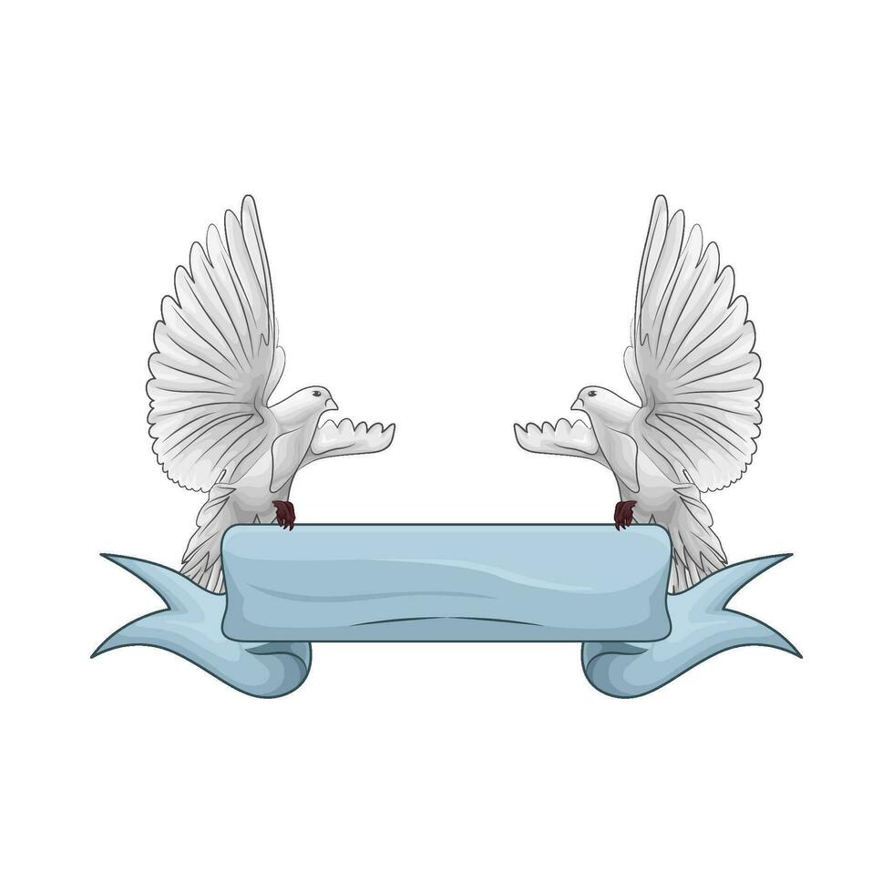 blue ribbon  decoration with bird illustration vector