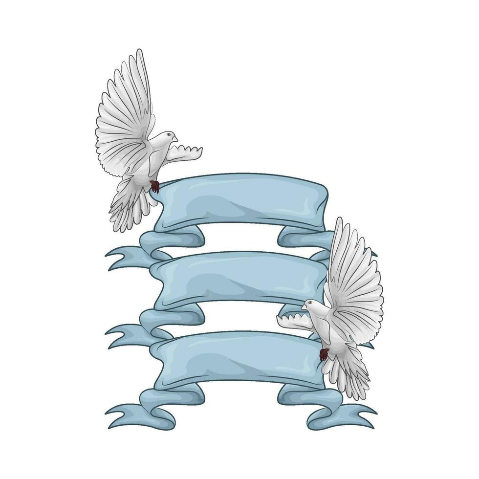 blue ribbon  decoration with bird illustration vector