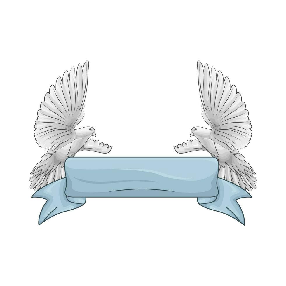 blue ribbon  decoration with bird illustration vector