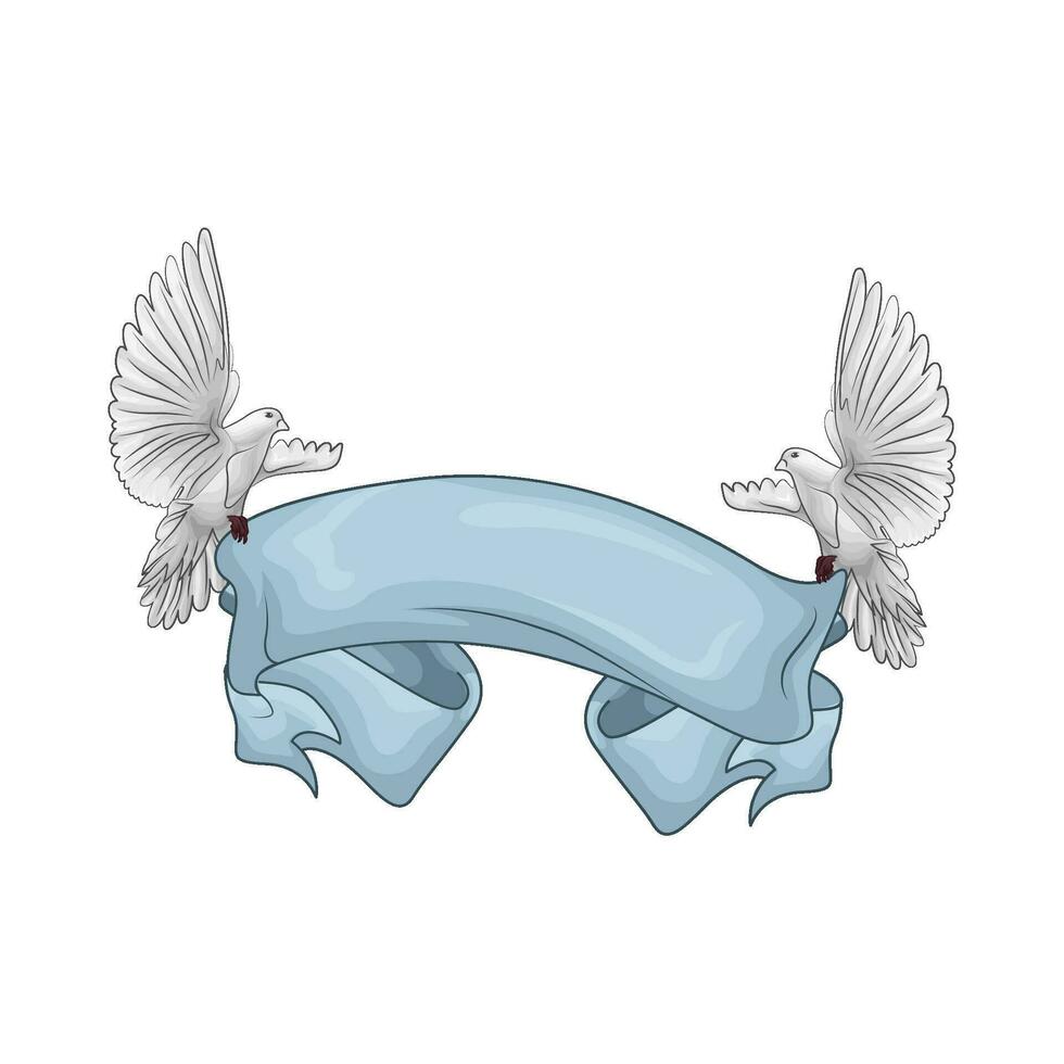 blue ribbon  decoration with bird illustration vector