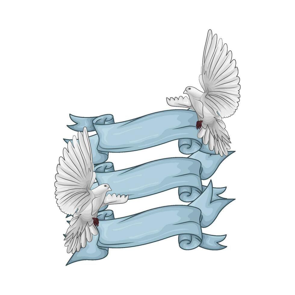 blue ribbon  decoration with bird illustration vector