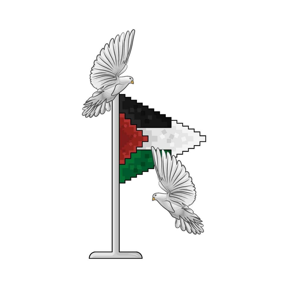 bandera Palestina con pájaro ilustración vector