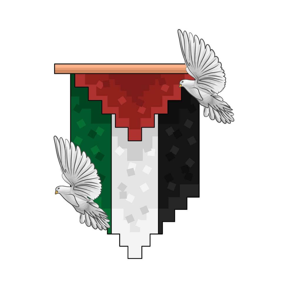 flag palestine with bird illustration vector