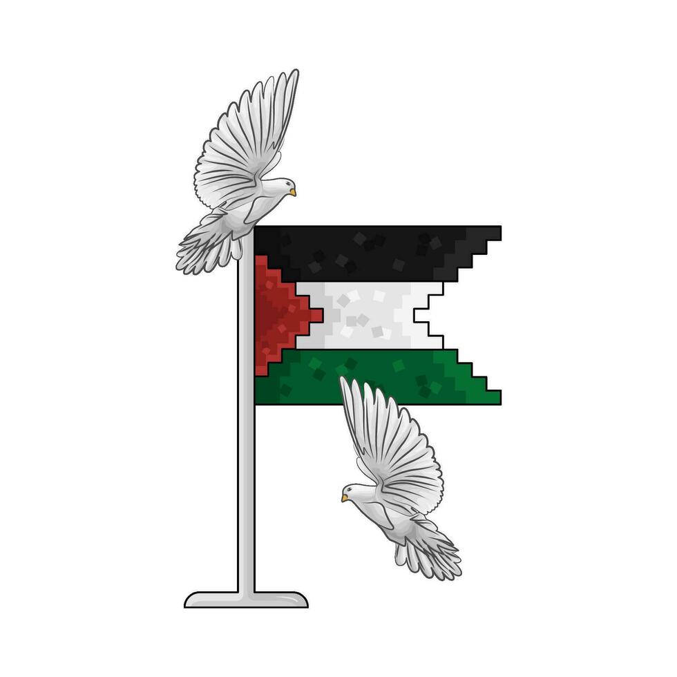 bandera Palestina con pájaro ilustración vector