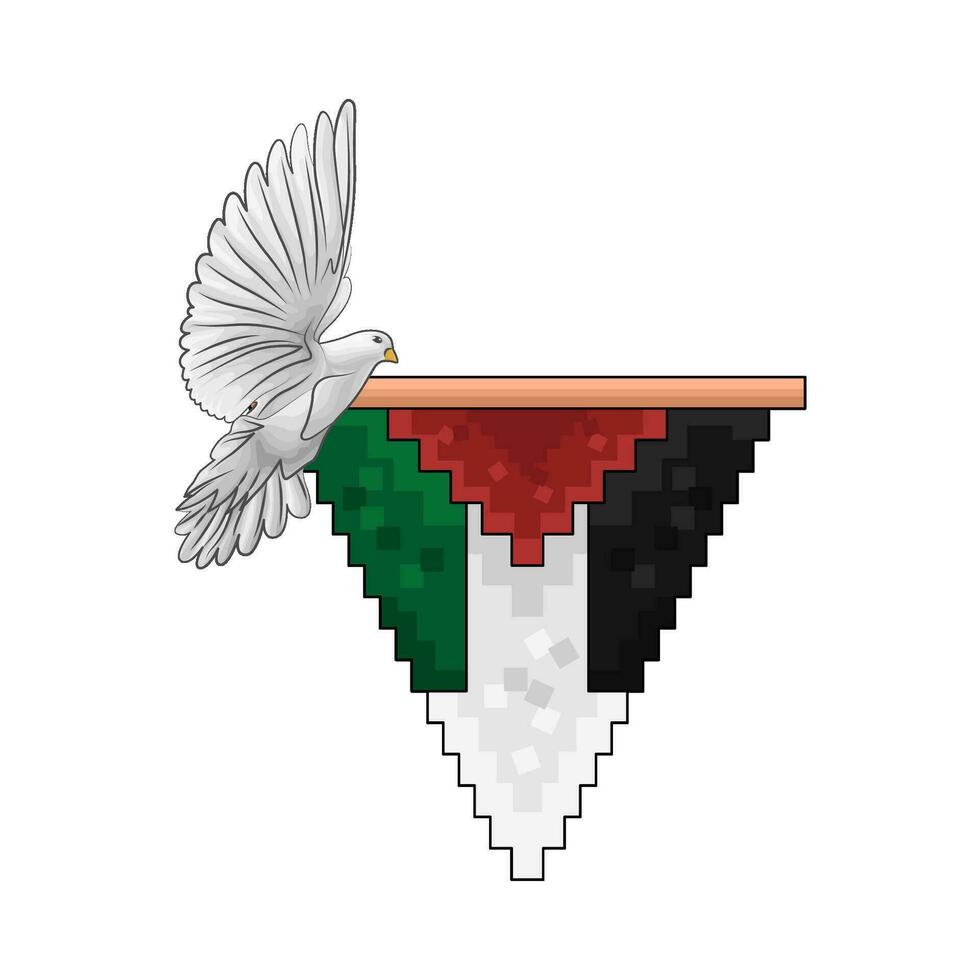 flag palestine with bird illustration vector