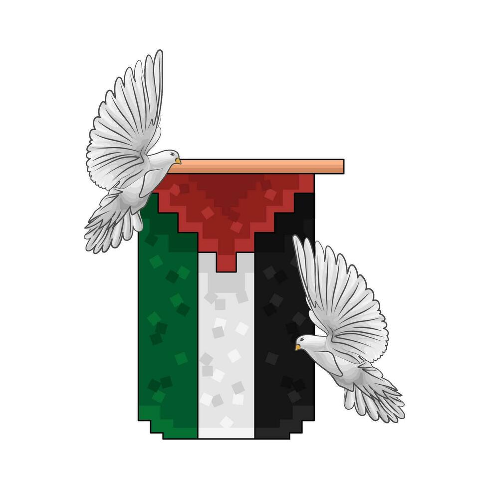 bandera Palestina con pájaro ilustración vector