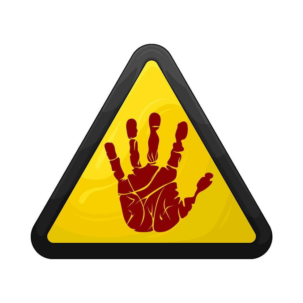 palm prints in triangle caution board illustration vector