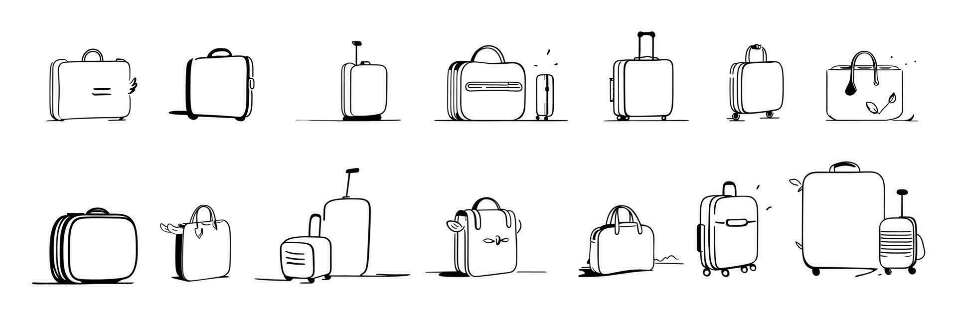 A set of travel bags isolated on a white background. vector