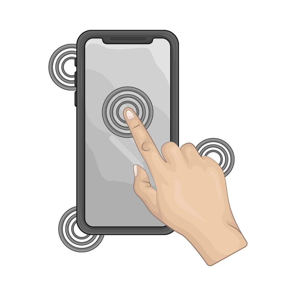 hand touch mobile phone illustration vector