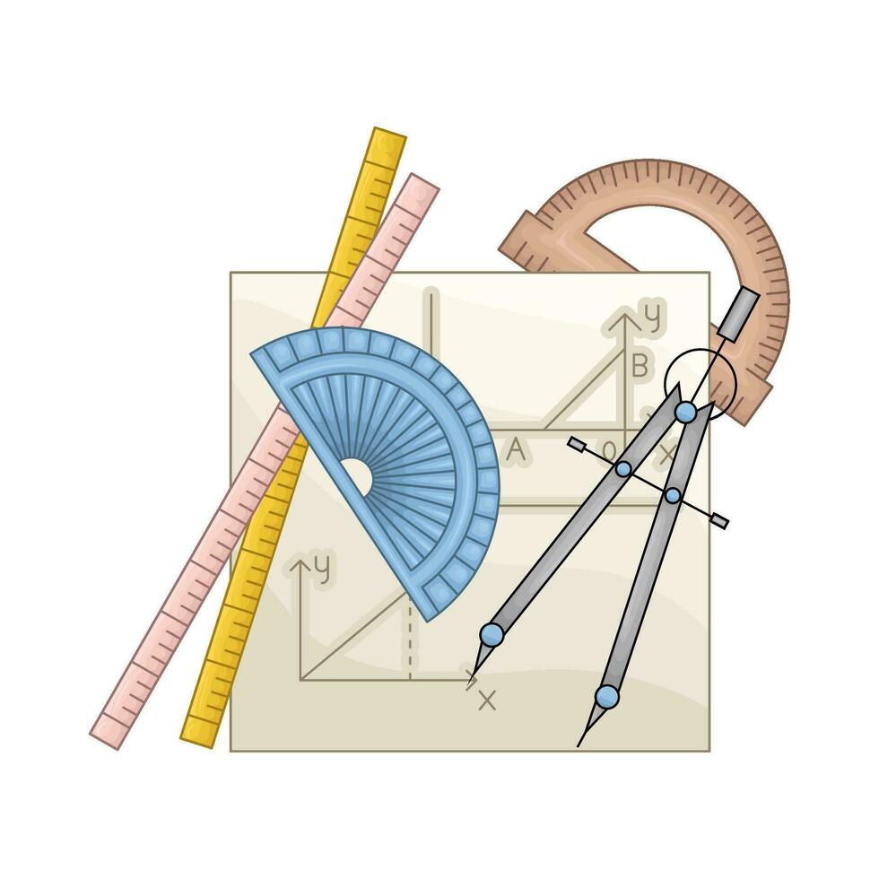 ruler with period in paper geometry  illustration vector