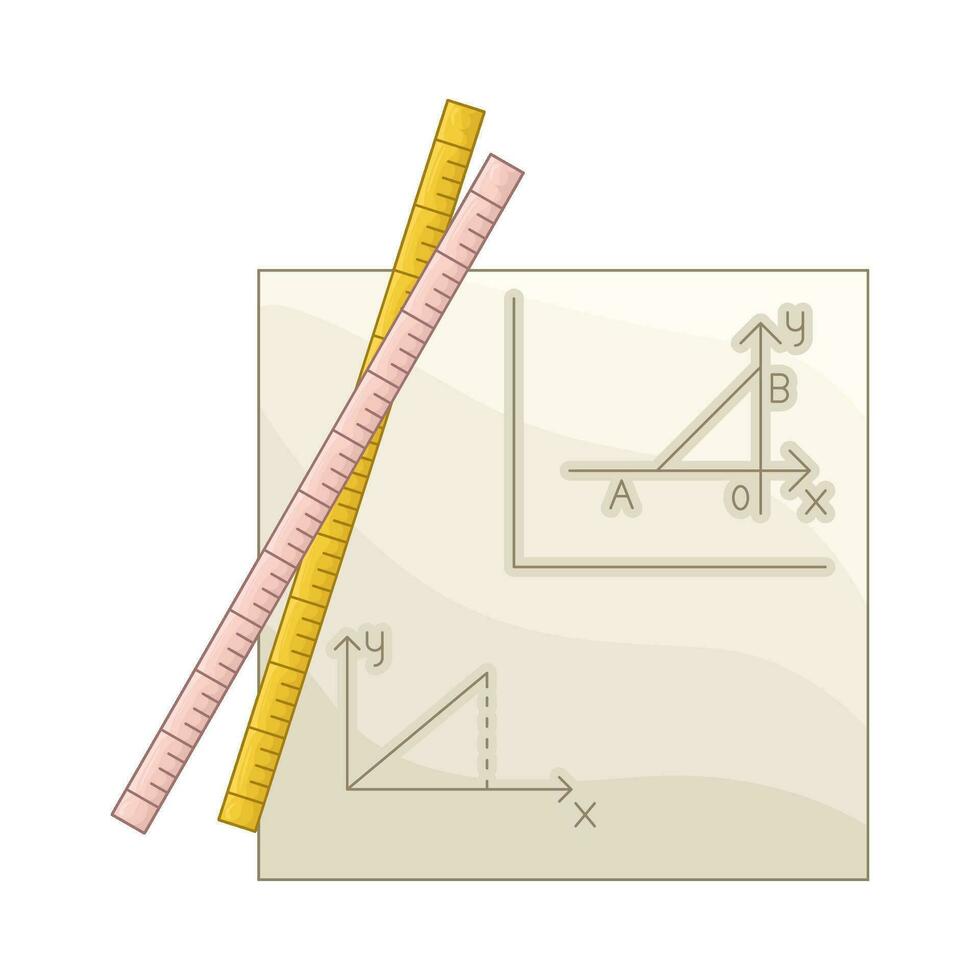 ruler with geometry paper illustration vector
