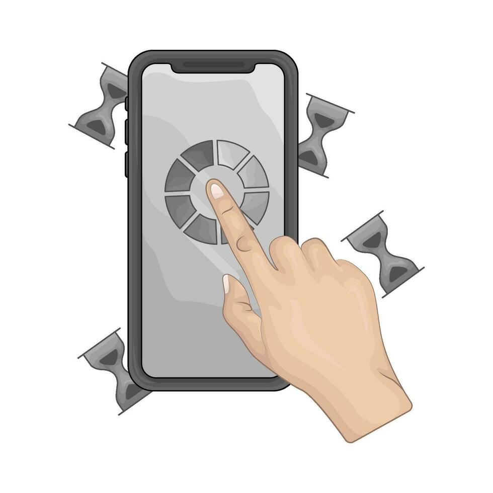 hand touch mobile phone illustration vector