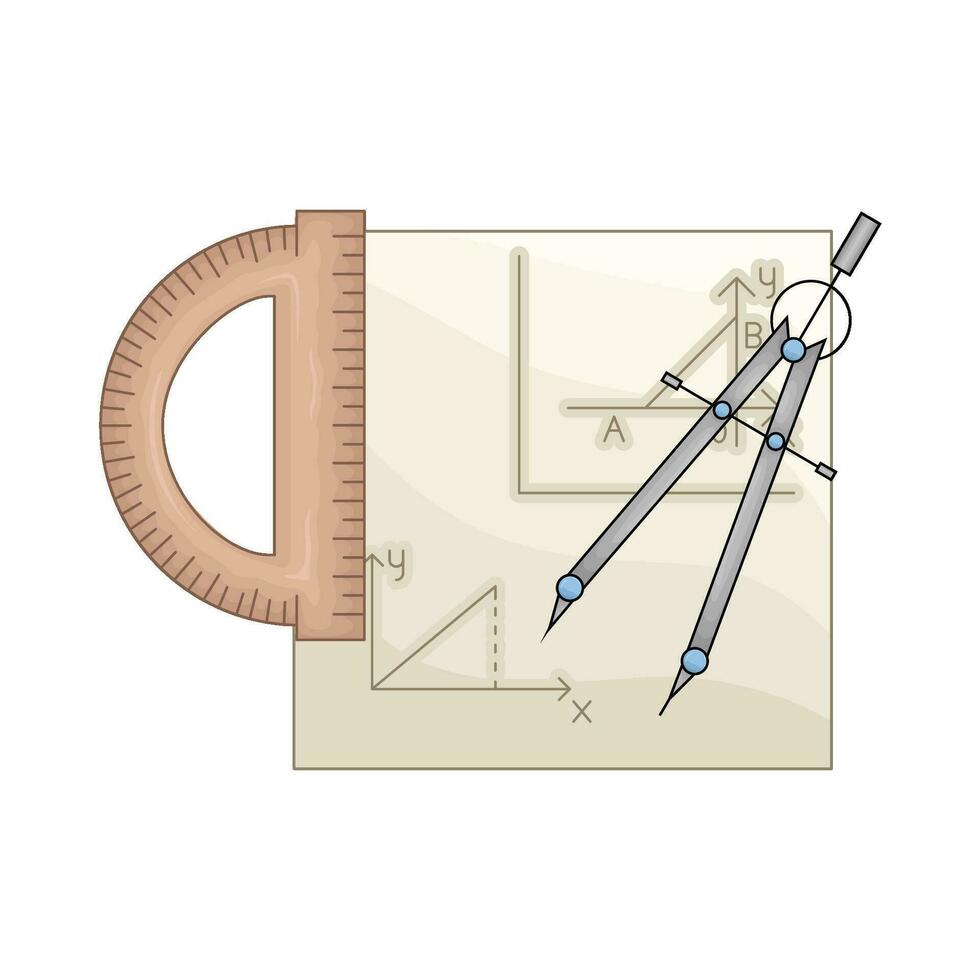 regla con período en papel geometría ilustración vector