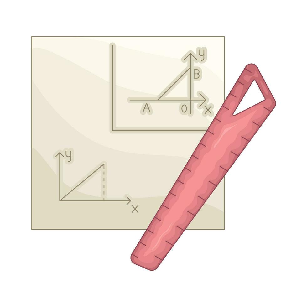 ruler with geometry paper illustration vector