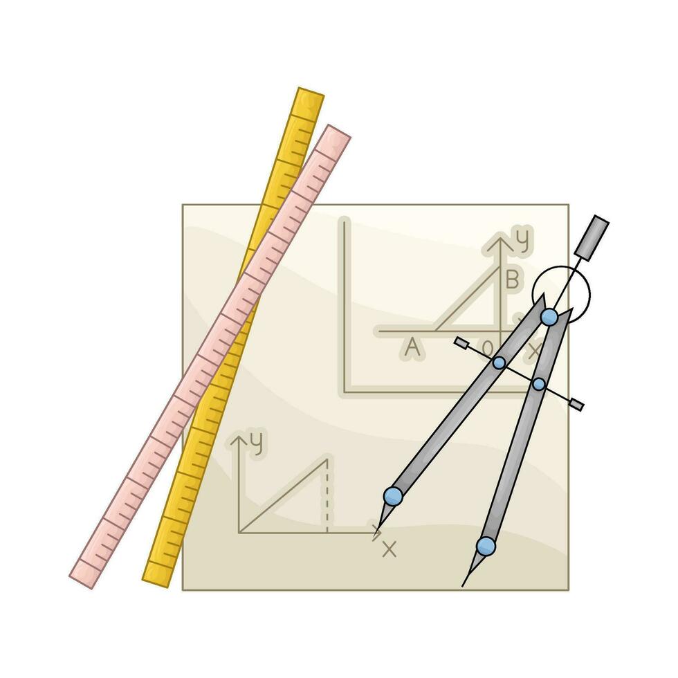 ruler with period in paper geometry  illustration vector