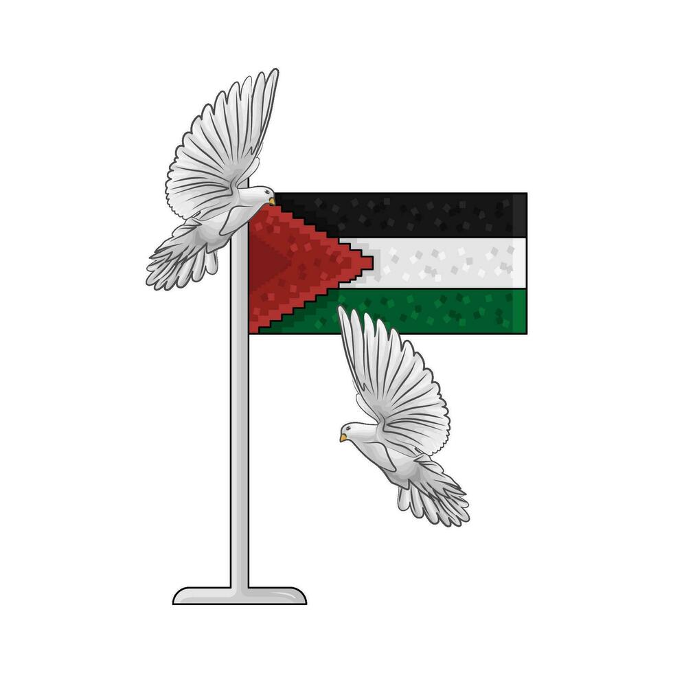 flag palestine with bird illustration vector