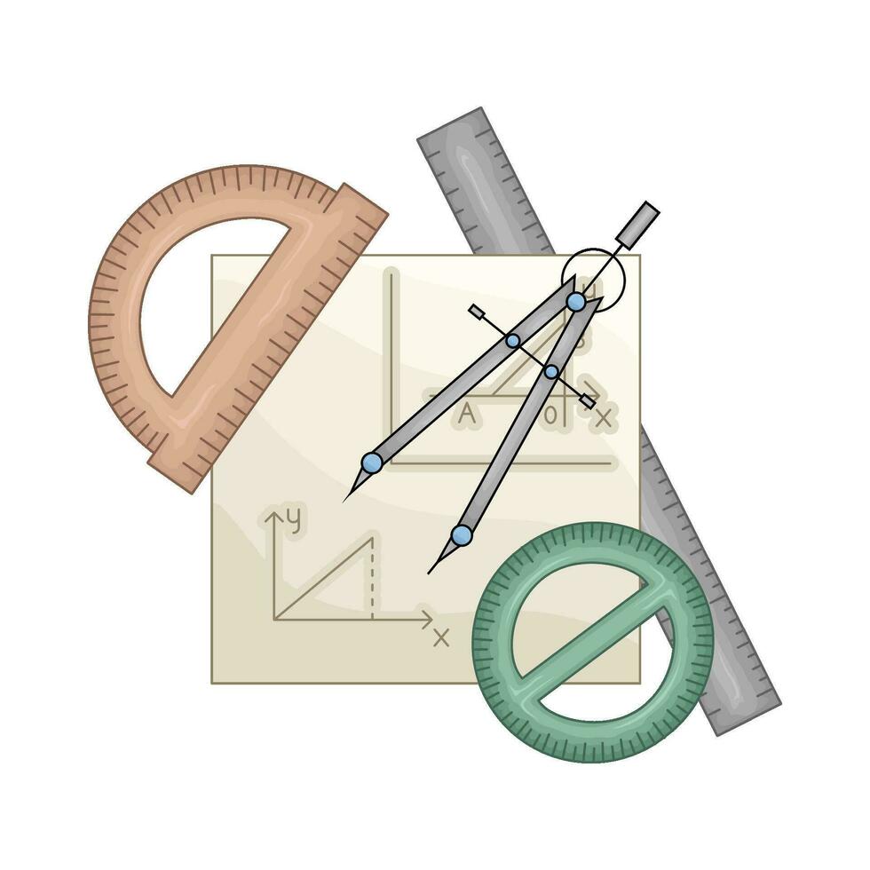 ruler with period in paper geometry  illustration vector
