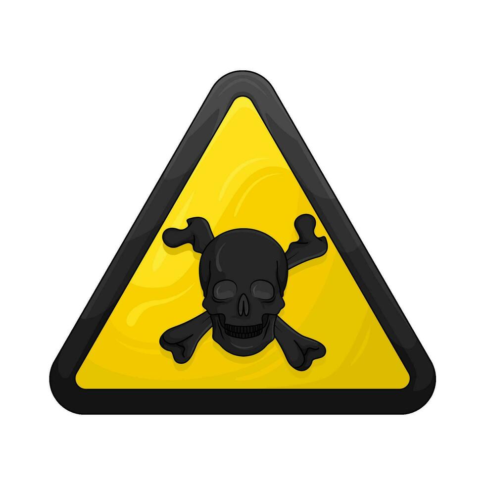 skull  in caution board illustration vector