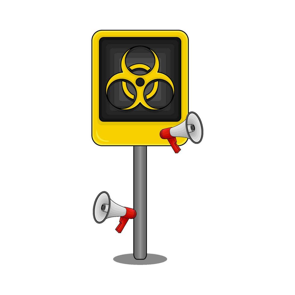 radioactive in caution board illustration vector