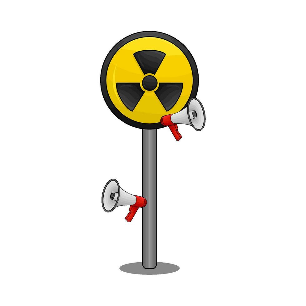 radioactive in caution board illustration vector
