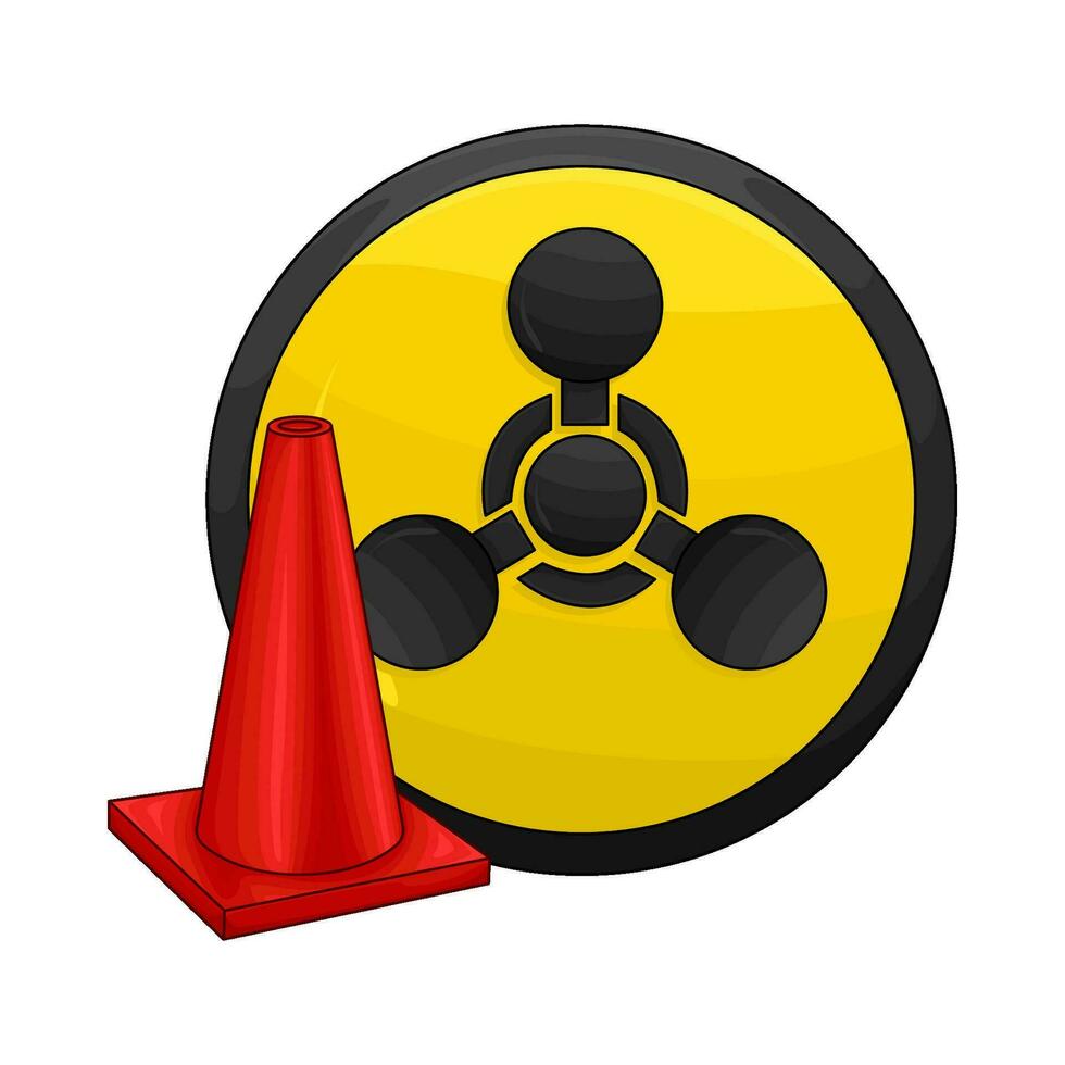 radioactive in caution board illustration vector