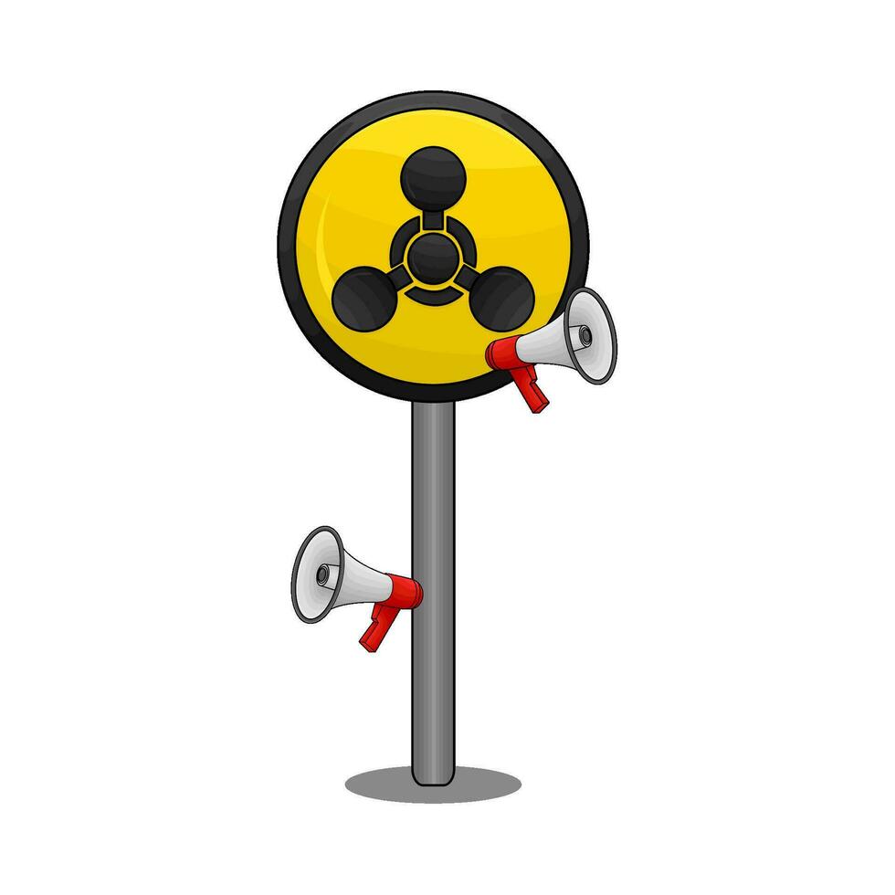 radioactive in caution board illustration vector